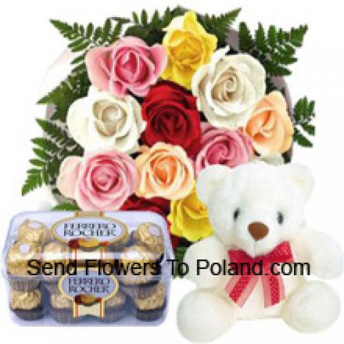 11 Red Roses with Cute Teddy and Chocolates