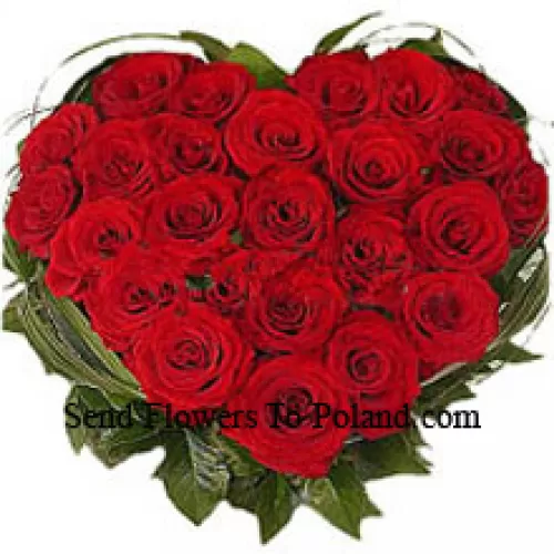 41朵红玫瑰花的心形篮子