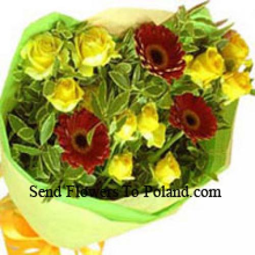 Belles Gerberas rouges et roses jaunes