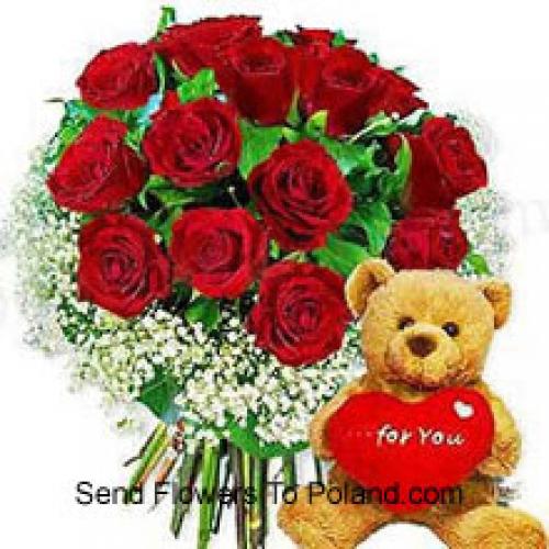 11 Roses with Hearty Teddy